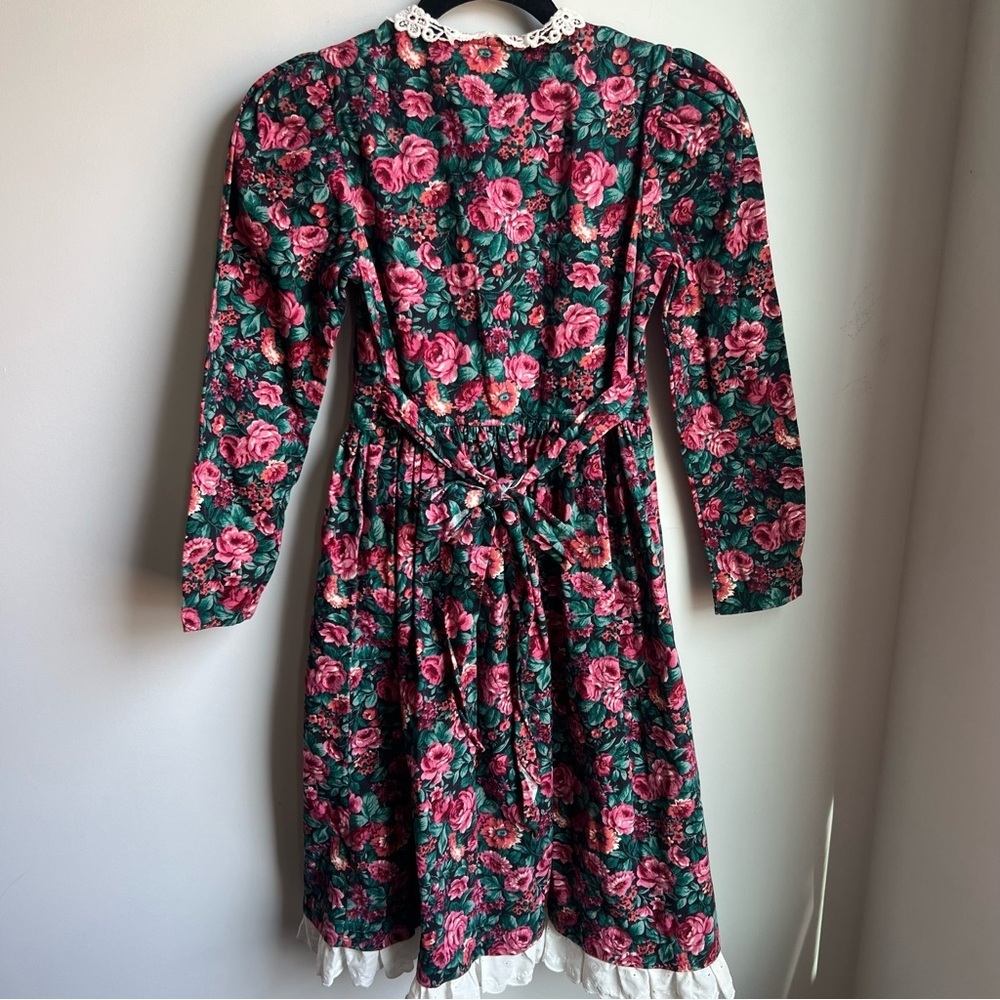 My Michelle Girls' Green Floral Lace-Collar Dress - Pink Roses - 10 - Picture 3 of 6
